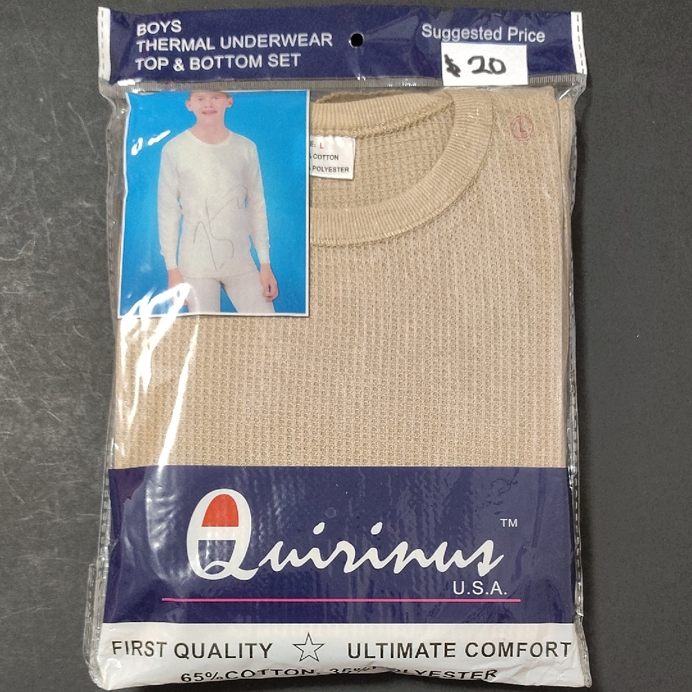 Boys' Thermal Underwear Top/Bottom Set - Tan - Size L 12-14 (Boy)